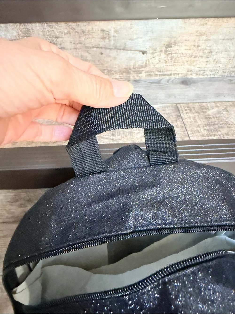 NWOT NGIL SMALL Black Glitter CHEER Backpack, Personalize with Harper